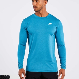 Blue Gym Sport Workout Long Sleeve T-Shirt