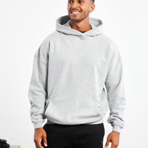 Grey Marl Gym Sport Workout Oversized Hoodie